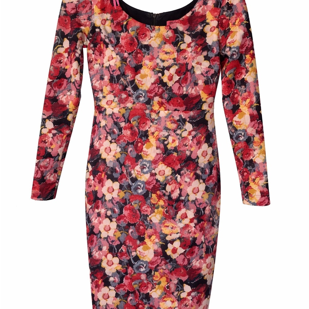 Betsey Johnson Floral Bodycon‎ Midi Dress Long Sleeve Size 2 – Worn Once